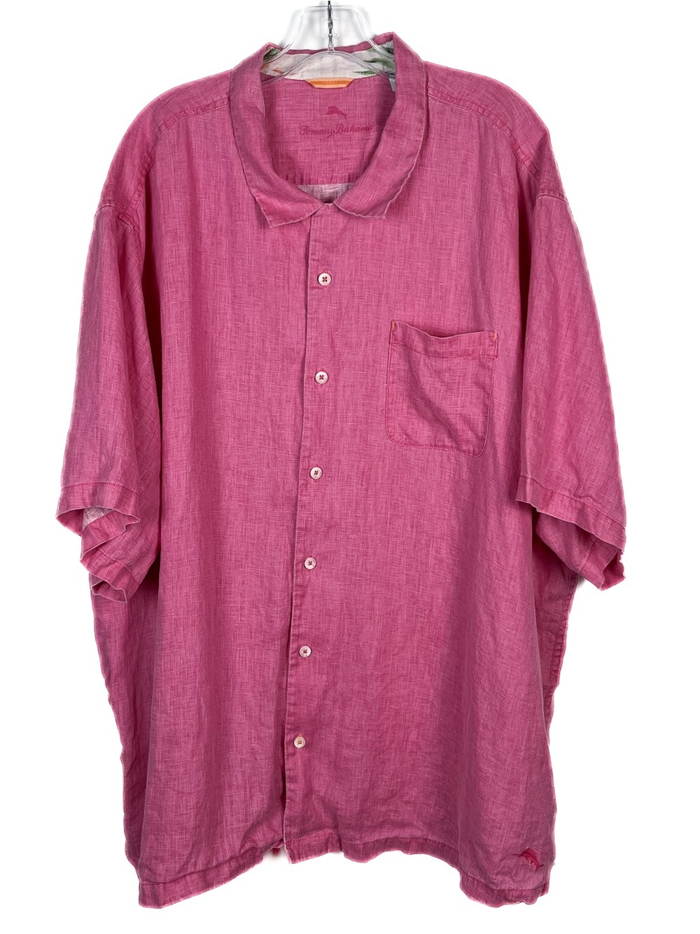 Tommy Bahama Relax Camp Shirt Mens 3XB Pink Linen Short Sleeve Beach Resort EUC